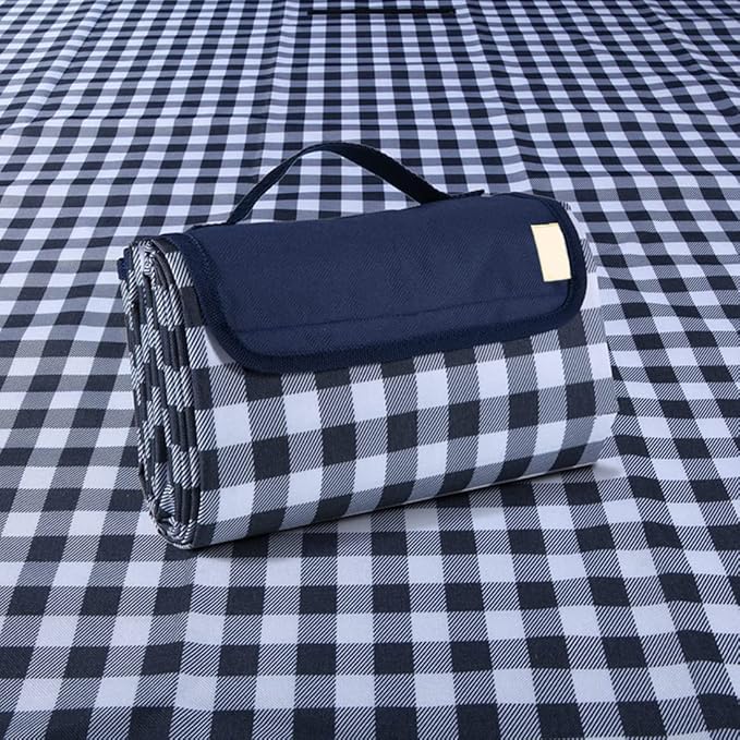 K Y KANGYUN Outdoor Picnic Blankets 80" x 80", Extra Large Beach Blanket, Foldable Lightweight Waterproof Sand Mat, Picnic Blanket for Beach Camping Hiking Park Patio (Dark Blue, 80x80 inch)