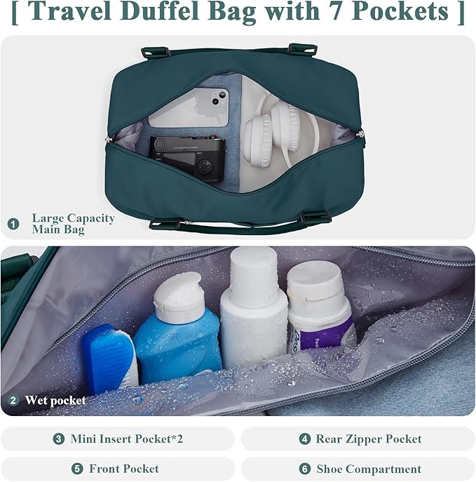 Travel Duffel Bag with Shoes Compartment, Overnight Weekender Bags for Women,Carry on Personal Item Bag，Extra Large