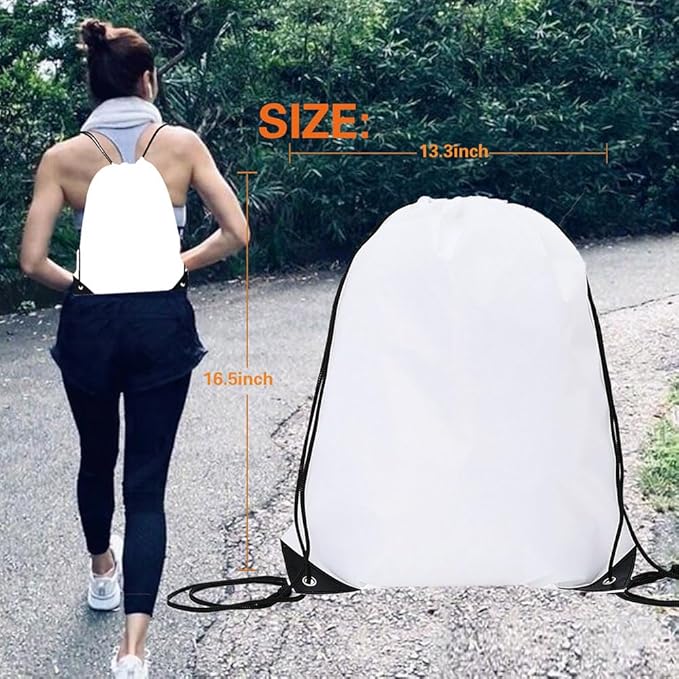 CODOBON 20 Pcs Drawstring Backpack Bulk Draw String Bags Cinch Polyester Bag for Gym Sport, White