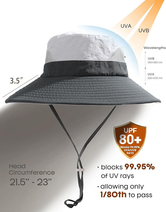 FURTALK Womens Sun Hat with Ponytail Hole Beach Hiking Summer Wide Brim UPF 80+ Outdoor Protection Foldable Bucket Hat