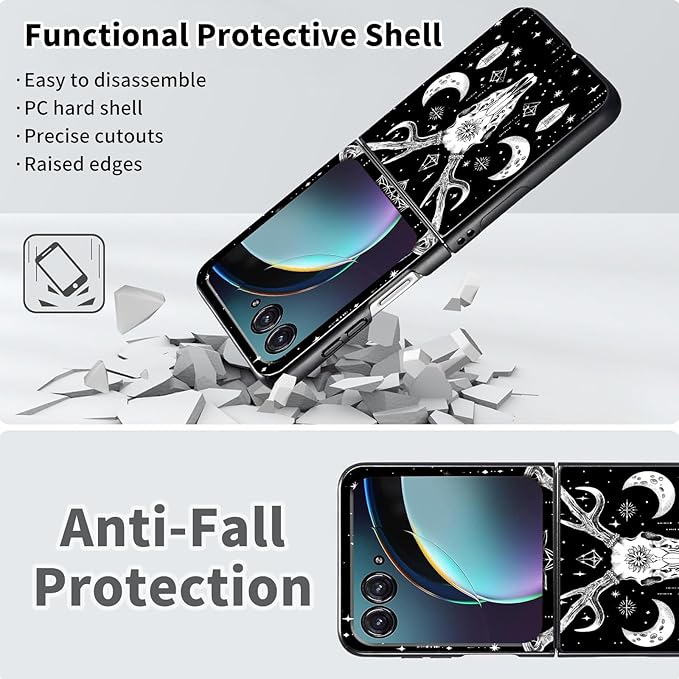 for Motorola Razr Plus 2025 Case,for Razor Plus 2025 Phone Case Cute Slim Hard PC Ultra-Thin Anti-Scratches Shockproof Protective Cover,Black Deer Skull