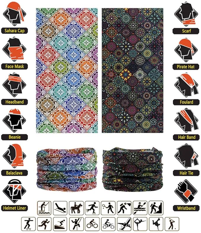 VANCROWN Headband Neck Gaiter Head Wrap Headwear Face Mask Magic Scarf Bandana for Men and Women