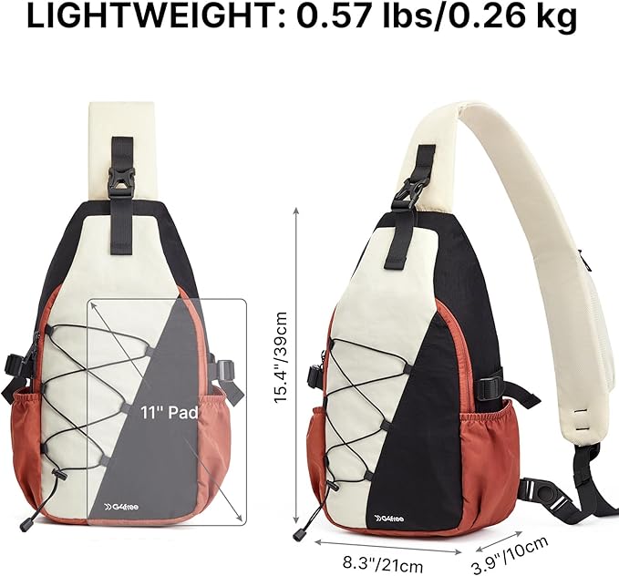 G4Free Sling Bag for Men Women, RFID Blocking Crossbody Bags, Hiking Daypacks Small Sling Backpack Chest Shoulder Bag Travel - Beige & Black