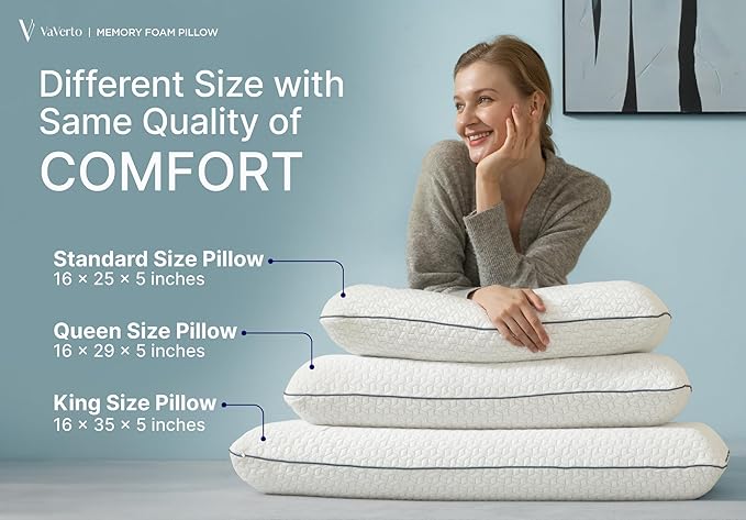 Cooling Gel Memory Foam Pillow - 2-Pack - King Size Bed Pillows For Sleeping - Firm Pillow - Back, Stomach and Side Sleeper Pillow - Shoulder & Back Pain Relief - Washable , Bamboo Viscose Cover