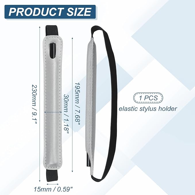 PATIKIL Stylus Holder for Tablet, Universal Pen Sleeve Retractable Stylus Pen Holder Elastic Pencil Pocket Case Protective Pouch for Tablet Case Notebook, Silver