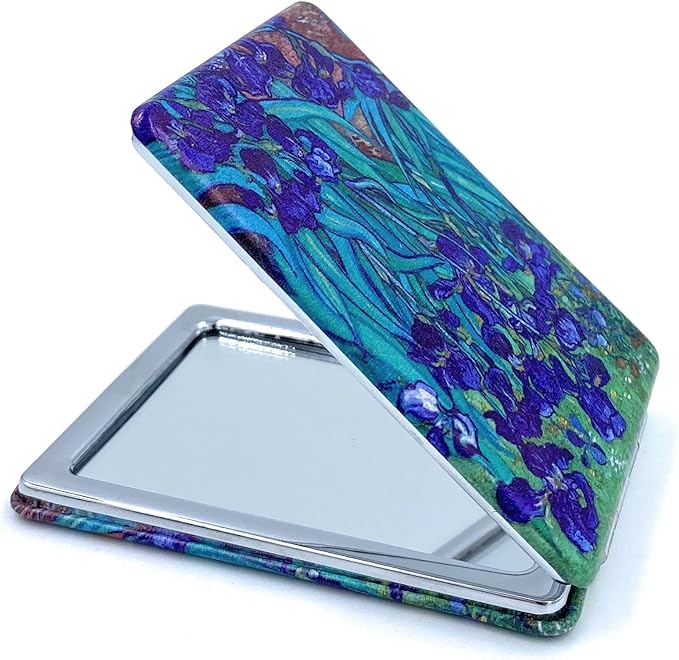 Art Decor Rectangular Mirror, Foldable, Portable, Magnifying, 3.46 x 2.46 x 0.4 Inches, Van Gogh