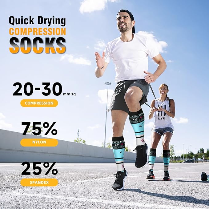 cerpite Compression Socks for Women & Men 6 Pairs Knee High Compression Socks 20-30 mmhg Best for Running,Nurse,Travel