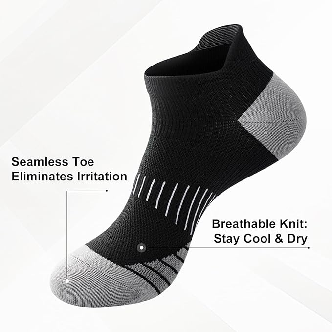 Ankle Compression Socks for Men and Women 6 Pairs, Low Cut Breathable Seamless short Running Socks with Arch Support