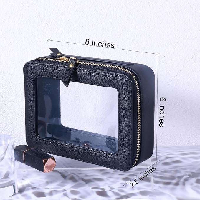 SANHECUN Toiletry bag waterproof cosmetic organizer with handle lagre opening for travelling car organizers(Black)