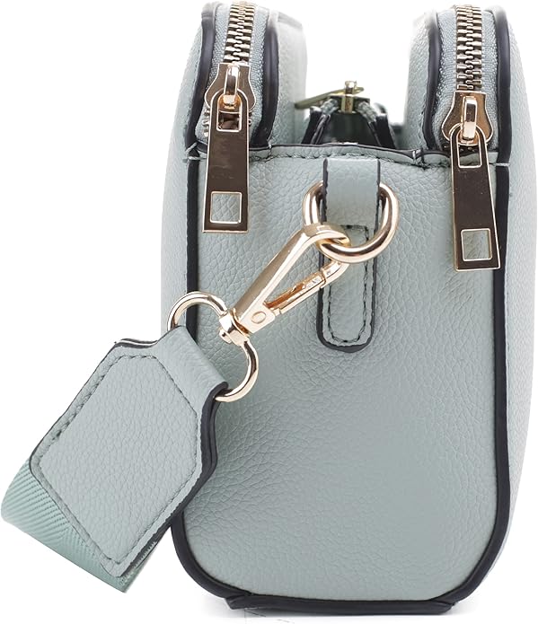 EVVE Crossbody Bags for Women Trendy Triple Zip Small Crossbody Camera Bag Purse with Wide Guitar Strap