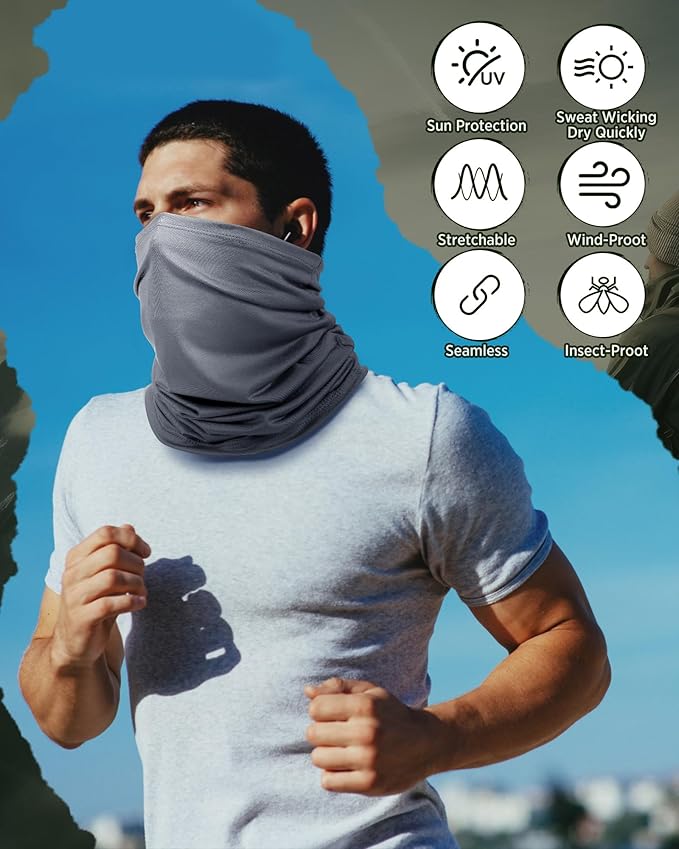 Cuffbow 12 Pack Neck Gaiters Face Mask Balaclava for Men Women Cooling Neck Gaiter Summer UV Protection Scarf