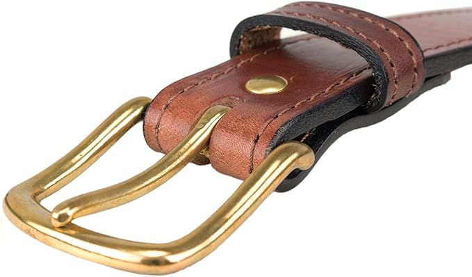 Hidden Money Pocket Travel Leather Belt (Size 42, Brown)