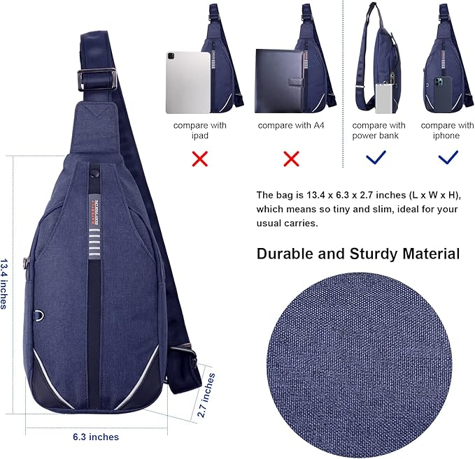 WATERFLY Mini Crossbody Sling Backpack Anti Theft Backpack for Traveling Chest Shoulder Bag