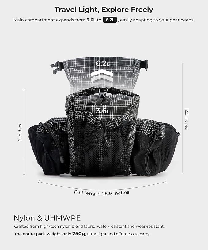 Fanny Pack with Water Bottle Holder for Men Women, Hiking Waist Pack with 2 Bottle Holders, Water Bottle Carrier for Walking Dog Walking Travel Cycling Hiking Waist Bag (Bottle Not Included)