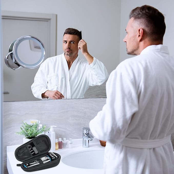 Electric Shaver Case,Travel Shaver Storage Bag & Razor Organizer Pouch,Durable,Waterproof, Compact Design for Men's Essentials,Fits Most Electric Shavers for Philips Braun Panasonic(Black)