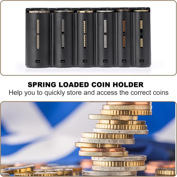 BSTKEY US Coin Holder Coin Dispenser with Water Bottle Holder, Fanny Pack with Banknote Waiters Purse Coin Sorter Coin Organizer, Black Coin Storage Bag with Belt for Waitress Serve Hiking Walking