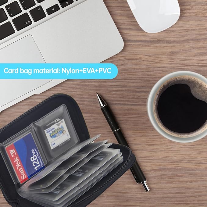 SD Card Holder Case,Micro SD Card Holder,Portable 22 Memory Card Case for 18 SD and 4 CF (Black / 22 Slots - 2 Pack)