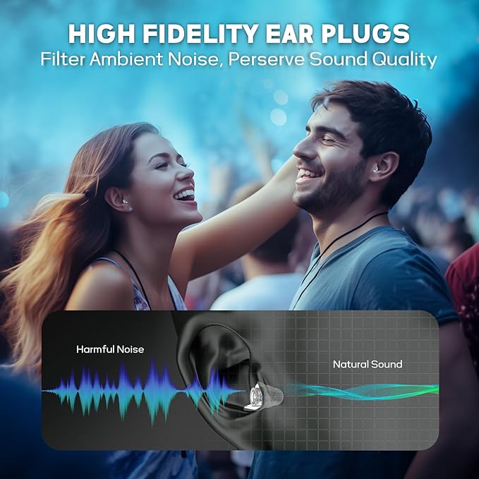 Hearprotek Hi-Fi Spirit Concert Ear Plugs, High Fidelity Silicone Music Earplugs for Concerts, Noise Reduction, Hearing Protection, Motorcycle, Musicians, Rave, Dj, Tinnitus Relief (Small Size)