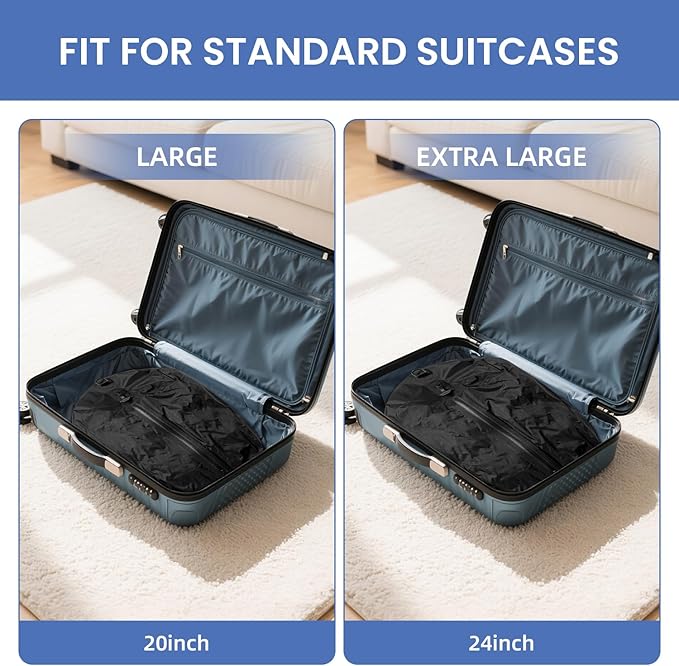 BAGAIL TPU Vacuum Bag for Travel, Reusable Compression Bag with IPX8 Waterproof Zipper, Save Space for Suitcase, Backpack and Carry on (Jet Black, ExtraLarge, With Pump)