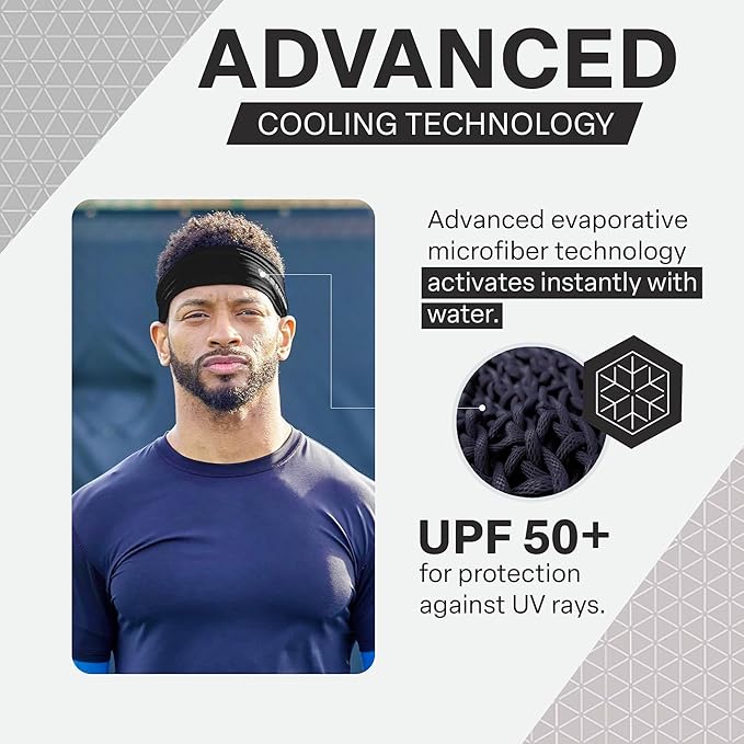 COLD FACTOR Cooling Headband for Women and Men – UPF 50+ Advanced Evaporative Comfort, Instant Cooling Sweatband for Outdoor Sports, Fitness, Yoga, Hiking, Running, and Workout