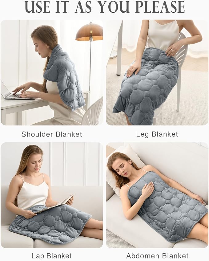 Cottonblue Weighted Lap Blanket Pad 5 lbs 36" x 48", Cozy Luxury Crystal Velvet Weighted Blanket for Adults, Small Weighted Blanket Throw All Season for Travel Relaxation Sleeping, Grey Heavy Blanket