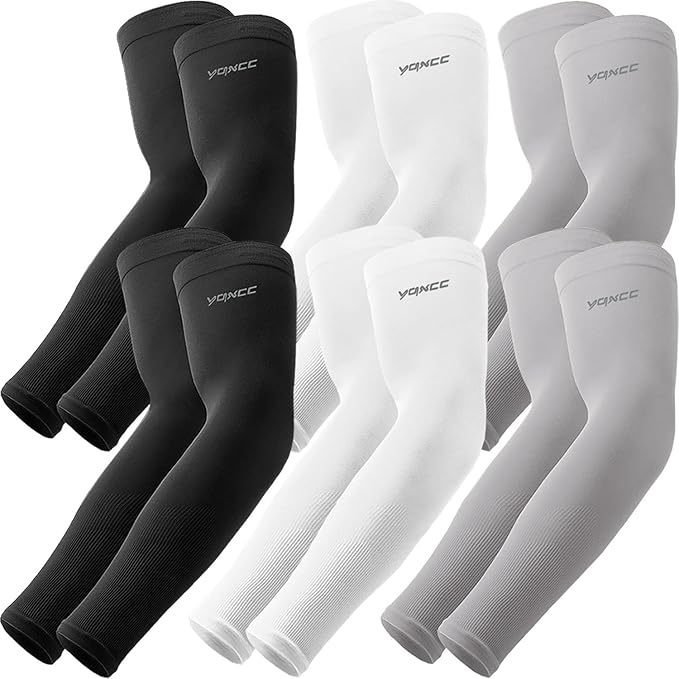 YQXCC 6 Pairs Arm Sleeves for Men Women | UPF 50 Cooling UV Sun Protection | Sports Compression Sleeves