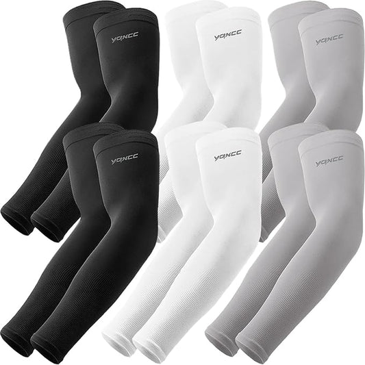 YQXCC 6 Pairs Arm Sleeves for Men Women | UPF 50 Cooling UV Sun Protection | Sports Compression Sleeves