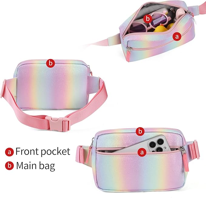 Fanny Pack Birthday Graduation Gifts for 7 8 9 10 11 12 13 Year Old Teen Girls Her Kids, Preppy Cute Trendy Stuff Colorblock Crossbody Bag Adjustable Belt Bags for Travel Essentials