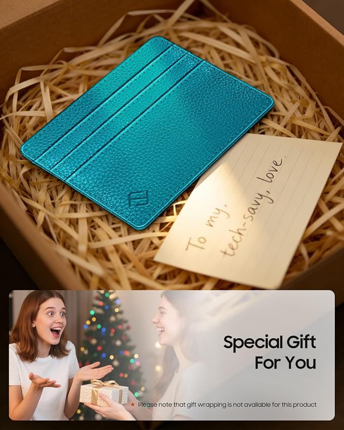 FINTIE Slim Minimalist Front Pocket Wallet, RFID Blocking Credit Card Holder Card Cases with ID Window for Men Women, Legacy Teal