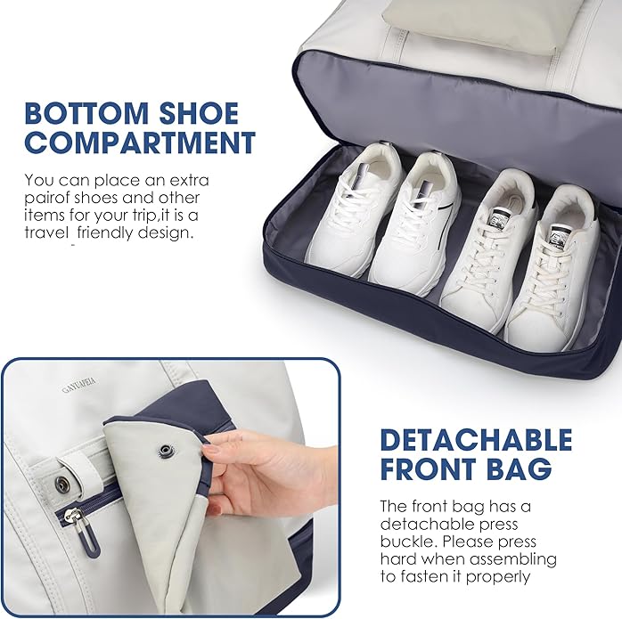 Women's Weekender bag Travel Duffel Bag with Shoe Compartment 21-inch Airline-Approved Carry-On, 2-Piece Overnight Bag Set Personal Item Luggage