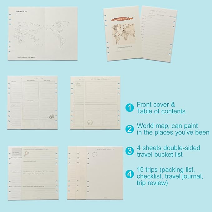 Travel Journal for Women Men, Leather Travel Scrapbook Notebook & Adventure Book Travel Planner Memory Diary, Travel Gifts (Green)