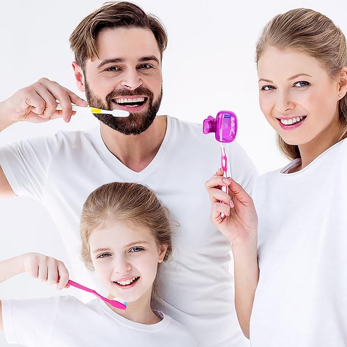 Hxezoc 4 Pack Travel Toothbrush Head Covers Toothbrush Protector Cap Brush Pod Case Protective Portable Plastic Clip for Household Travel, Camping, School, Bathroom, Business