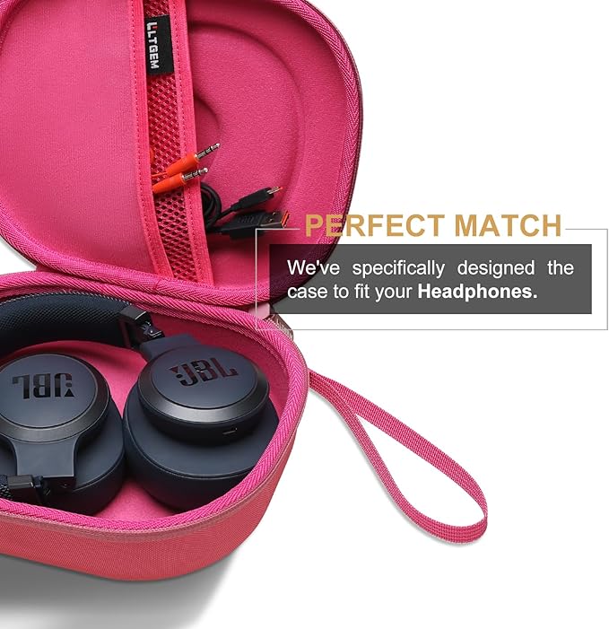 LTGEM Case Compatible with JBL Junior 320BT / Junior 320 / Tune 770NC / 510BT / 720BT / 520BT / 520C / 670NC, for JBL Live 770NC / 670NC / 680NC / 780NC Headphones, Rose Red
