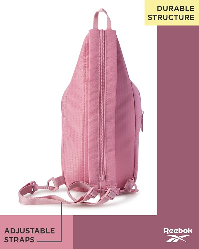 Reebok Unisex Crossbody Bag - Convertible Compact Durable Cross Body Bag for Women and Men - Gym and Travel Essentials, Size One Size, Cosmos Rose