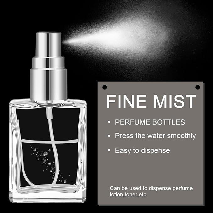 Domensi 60 Pcs 10/15/30/50 ml Glass Perfume Bottles Mini Glass Empty Spray Atomizer Bottles Bulk Refillable Perfume Dispenser Container with Pump Tool for Travel Skin Care (15 ml,Black,Gold,Silver)