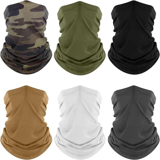 Fuinloth Neck Gaiter, 6 Pack Cooling UV Protection Bandana Face Mask Gator Scarf for Men Women