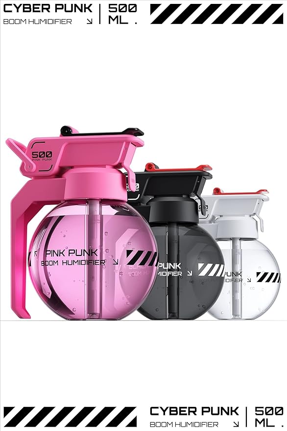 Fangool Mini Cyberpunk Essential Oil Diffuser & Humidifier, 500ml Portable USB Quiet Operation, Auto Shut-Off, 8H Runtime for Gaming, Bedroom, Office, Yoga, Travel Gift (Pink)