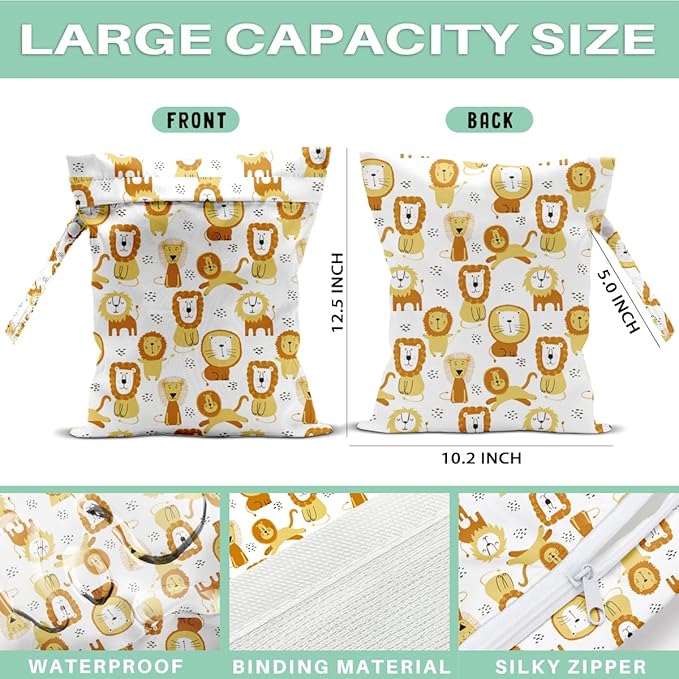 Duck Wet Dry Bags for Diaper Waterproof Swimsuit Washable Reusable Bag for Beach Diapers Dirty Yoga Gym Clothes Plant Gifts for Men Women Friend 12.5x10.2 Inches