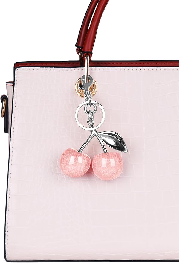 OVRUNS Cherry Bag Charm Cute Cherry Accessories Sparkling Purse Charms for Women