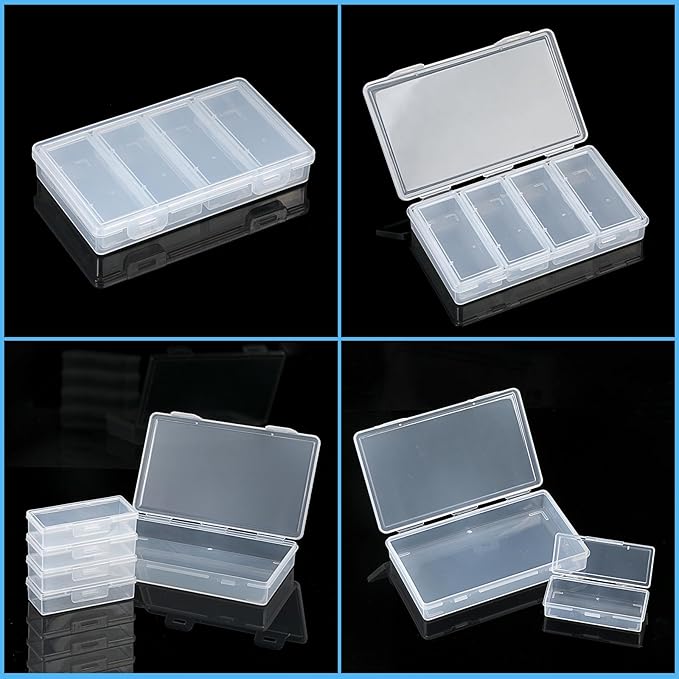 OwnMy 4 in 1 Portable Travel Cotton Swab Holder, Travel Floss Pick Holder Case Floss Dispensers, Small Clear Plastic Storage Organizer Containers for Cotton Balls & Pads, Hair Ties & Pins
