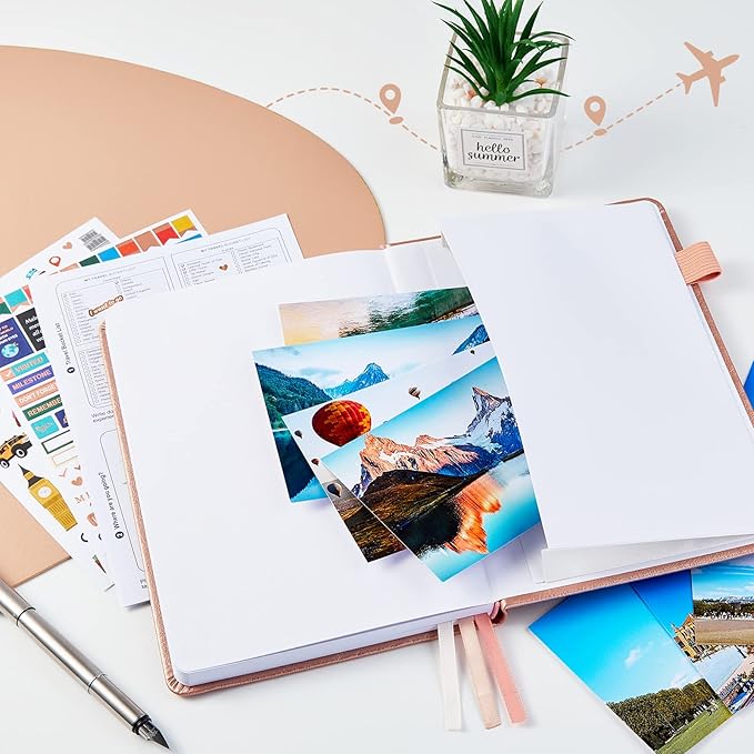 JUBTIC Travel Journal, Vacation Planner with Budget Tracker and Checklist, A5 Size Trip Planner, Diary Notebook for 6 Trips, Travel Gifts Accessories for Women, Men & Couples (Aquamarine)