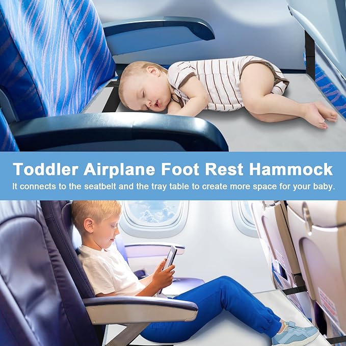 WFIST Airplane Seat Extender for Kids - Toddler Travel Bed with Mesh Pocket - Comfortable Footrest Hammock for Air Travel