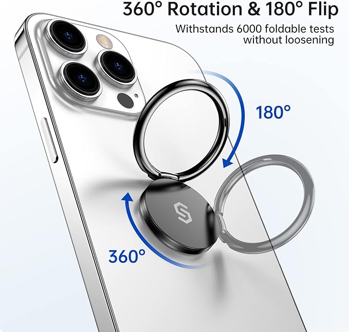 Syncwire Cell Phone Ring Holder Stand, 360 ° Rotation Finger Ring Kickstand Polished Metal Phone Grip Compatible with iPhone, Samsung, LG, Sony