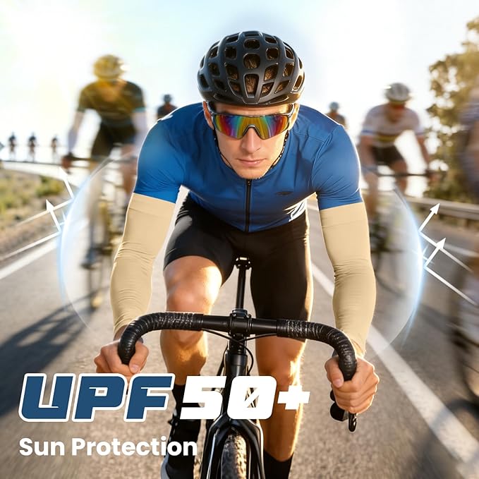 Mochabao 8 Pairs Soft Arm Sleeves, UV Sun Protection Cooling Compression Arm Covers for Outdoor Work, Sports, Men & Women