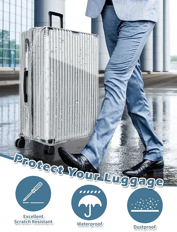 Yotako Upgraded Zippered Clear PVC Suitcase Cover, 28 Inch Luggage Covers for Suitcase Luggage Protector Cover 28''