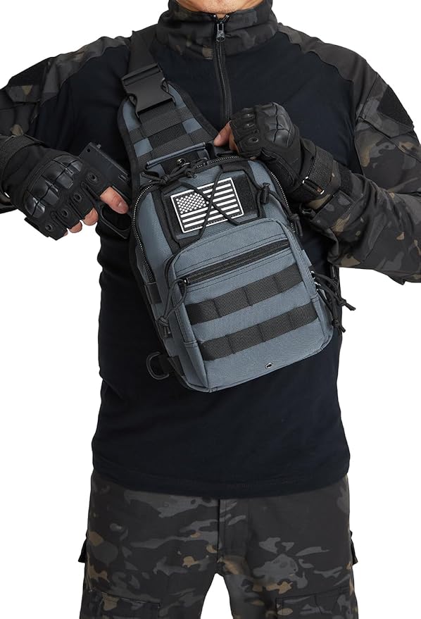 Small Tactical Sling Bag for Men with Holster Military EDC Shoulder Bag CCW Crossbody Bag 7 Liters