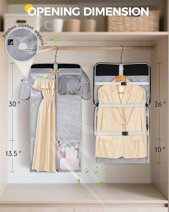 MATEIN Carry On Garment Bags for Airplanes, Women Travel Garment Bags for Dresses Up to 5 Suits with Aroma Pads & USB, Convertible Hanging Clothes Suit Carrier with Shoe Compartment Fit 15.6" Laptop