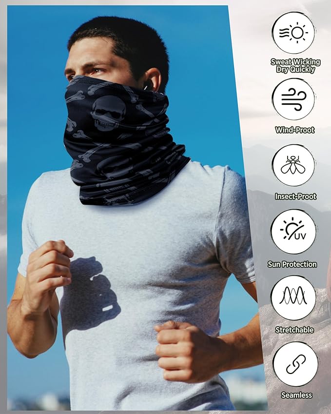 Cuffbow 12 Pack Neck Gaiters Face Mask Balaclava for Men Women Cooling Neck Gaiter Summer UV Protection Scarf