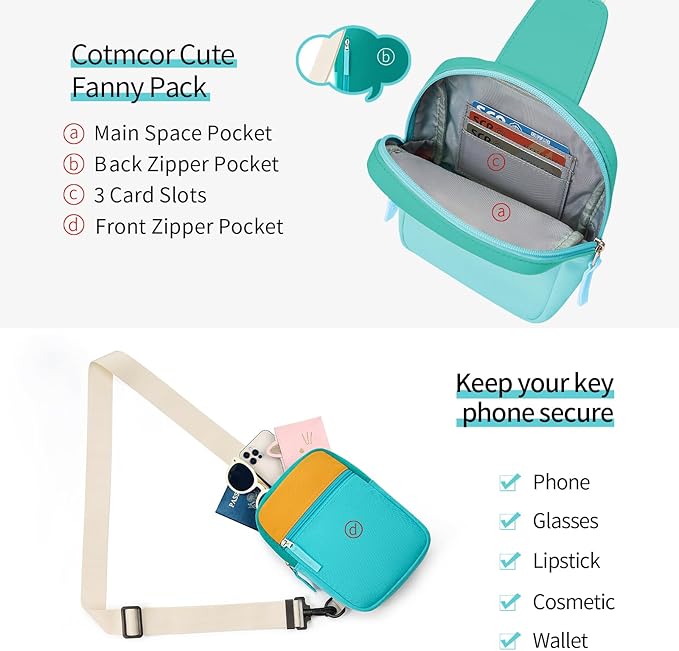 Birthday Gifts for 8 9 10 11 12 Year Old Teens Girls Kids, Fanny Pack Crossbody Bag Sling Belt Bags Purse, Dorm Travel Essentials for Girls Fashion, Preppy Tween Teen Girl Gift Trendy Stuff