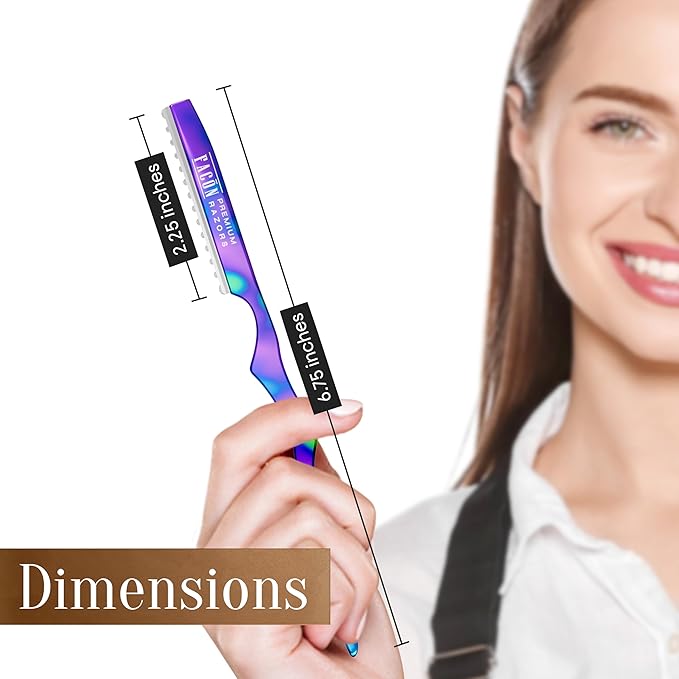 Facón Hair Razors for Cutting Hair - Professional Styling Razor Kit with 11 Replacement Blades, Stainless Steel Hairs Cutting Tool for Salon & Home, Premium Cutting Thinning Texturizing Faether Razor